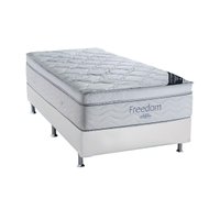 Cama Box Solteiro: Colchão Molas SuperPocket Ensacadas Ortobom Freedom Visco + Base CRC Courano White(88x188)