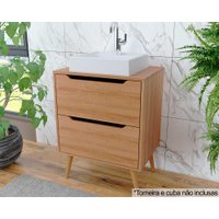 Gabinete de Banheiro c/ Pés BN3639 s/ Cuba 2 Gavetas 60cm Amêndoa - Tecno Mobili