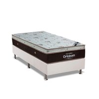 Conjunto Box Solteiro: Colchão Molas Ortobom SuperPocket Sleep King + Cama Box Suede White(88x188)
