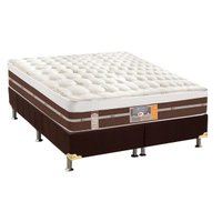 Cama Box Queen: Colchão Molas Castor Pocket Silver Star Air Híbrido + Base CRC Suede Brown(158x198)