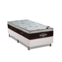 Cama Box Solteiro: Colchão Molas Ortobom SuperPocket Sleep King Látex + Base CRC Courano White(88x188)