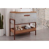 Gabinete de Banheiro Balcão Portinari 1 Porta c/Cuba 80cm Cimento/Freijo - MGM