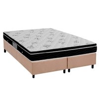 Cama Box Queen: Colchão Molas Ortobom Nanolastic Physical Spring + Base CRC Suede Clean(158x198)