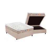 Cama Box Casal: Colchão Molas Pocket Ensacadas Castor Silver Star Air One Face + Base CRC Suede Clean(138x188)