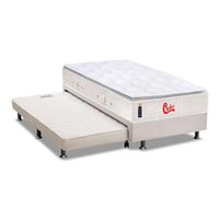 Cama Box c/ Auxiliar Solteiro: Colchão Castor Ensacadas Castor Gold Star Vitagel SLX + Base CRC Courano Branco (88x188)