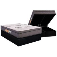 Cama Box Baú Queen: Colchão Anatômico Polar D28 OrthoPremium Grey + Base CRC Suede Black (158x198)