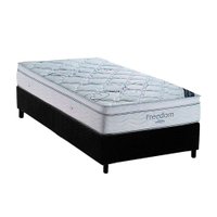 Cama Box Solteiro: Colchão Molas SuperPocket Ensacadas Ortobom Freedom + Box Universal CRC Camurça Black(88x188)