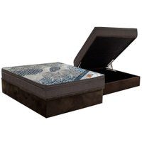Cama Box Baú Casal: Colchão Molas SuperPocket Ensacadas Ortobom Fort Tech ISO + Base CRC Suede Brown(138x188)