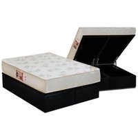 Cama Box Baú King: Colchão Espuma Castor D33 Sleep Max Relax + Base CRC Suede Black(193x203)