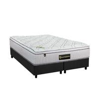 Cama Box Queen: Colchão Molas Luckspuma Bonnel Trade + Base CRC Suede Gray(158x198)