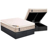 Cama Box Baú King: Colchão Molas Castor Bonnel Premium Tecnopedic + Base CRC Suede Gray(193x203)