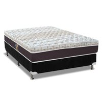 Cama Box Casal: Colchão Molas Castor Pocket Class Híbrido + Base CRC Suede Black(138x188)