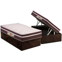 Cama Box Baú Solteiro: Colchão Anatômico Polar D28 Orthoface Vip + Base CRC Suede Brown (88x188)