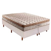 Cama Box Queen: Colchão Molas MasterPocket Ensacadas Paropas Eco Linho + Base CRC Courano White(158x198)