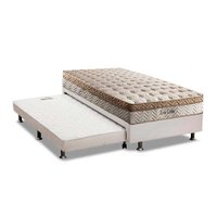 Cama Box c/ Auxiliar Solteiro: Colchão Paropas Ensacadas Eco Linho + Base CRC Courano Branco (88x188)