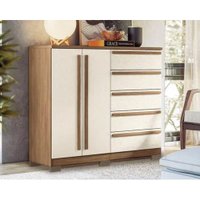 Cômoda Casal Malaga 2.5 2 Portas e 5 Gavetas c/ Pés jatoba/Areia - Santos Andirá