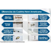 Kit de Cozinha Modulada 5 Peças Americana (Torre Quente + 1 Aéreo + 2 Balcões + 1 Tampo p/ Cooktop) CZ267 Branco - Henn