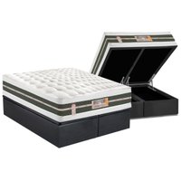 Cama Box Baú King: Colchão Molas Castor Bonnel Silver Star Air Double Face + Base CRC Suede Gray(193x203)