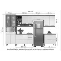 Cozinha Completa Burguesa Premium 6 Peças (3Aéreos+2Balcões+1Paneleiro) C6P57 Freijo/Off White - Nesher