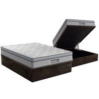 Cama Box Baú Casal: Colchão Molas MasterPocket Ensacadas Probel ProDormir Springs Luxo + Base CRC Suede Brown(138x188)