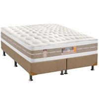 Cama Box Queen: Colchão Molas Castor Pocket Silver Star Air + Base CRC Suede Clean(158x198)