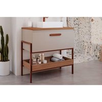 Gabinete de Banheiro Balcão Portinari 1 Porta c/Cuba 80cm Cappuccino/Freijo - MGM