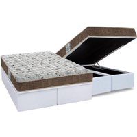 Cama Box Baú King: Colchão Espuma Probel D45 ProDormir Advanced + Base CRC Courano White(193x203)