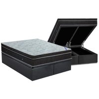 Cama Box Baú King: Colchão Molas Ortobom Nanolastic Light + Base CRC Suede Gray(186x198)