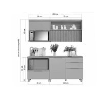 Cozinha Completa Marquesa 4 Peças (2Aéreos+2Balcões) C4P24 Nogueira - Nesher