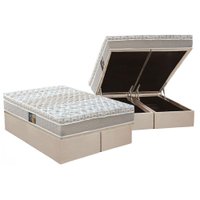 Cama Box Baú King: Colchão Molas Pocket Ensacadas Castor Class + Base CRC Suede Clean(193x203)