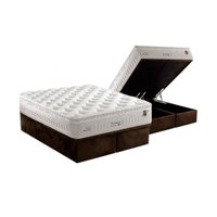 Cama Box Baú King: Colchão Molas Anjos MasterPocket Ensacadas Impressione + Base CRC Suede Brown(193x203)