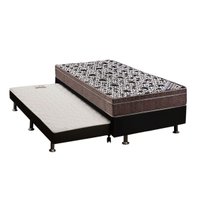 Cama Box c/ Auxiliar Solteiro: Colchão Ortobom Ensacadas Physical + Base CRC Courano Black (88x188)
