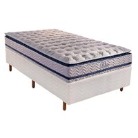 Cama Box Solteiro: Colchão Molas MasterPocket Ensacadas Paropas Blue + Base CRC Rústico White(88x188)
