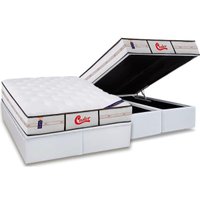 Conjunto Box Baú King: Colchão Molas Castor Ensacadas Gold Star Vitagel Class + Base CRC Courano White (193x203)