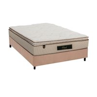 Cama Box Casal: Colchão Molas Luckspuma MasterPocket Ensacadas Cloud One Side + Base CRC Suede Clean(138x188)