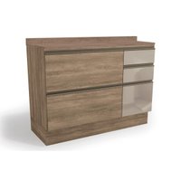 Gabinete de Cozinha Modulado Balcão Maxxi G747 1 Porta e 4 Gavetas c/ Vidro + Tampo Nogal - Kappesberg