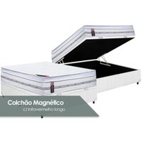 Cama Box Baú Casal: Colchão Magnético Castor Pocket Gold Star + Base CRC Courano White (138x188)