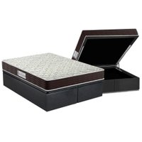 Cama Box Baú King: Colchão Espuma Probel D33 ProDormir Advanced + Base CRC (193x203) Suede Gray