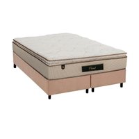 Cama Box Queen: Colchão Molas Luckspuma MasterPocket Ensacadas Cloud One Side + Base CRC Suede Clean(158x198)