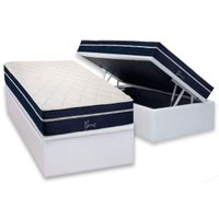 Conjunto Box Baú Solteiro: Colchão Molas Polar Ensacadas Garnet + Base CRC Courano White (88x188)