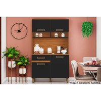 Kit de Cozinha Compacta B109 c/ 4 Portas e 1 Gaveta 105cm Nature/Preto - Henn