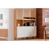Kit de Cozinha Compacta Moscato c/ 6 Portas e 1 Gaveta 197x151cm Amendoa/Branco - Ronipa