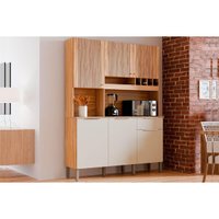 Kit de Cozinha Compacta Moscato c/ 6 Portas e 1 Gaveta 197x151cm Amendoa/Off White - Ronipa