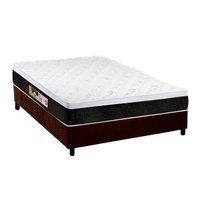 Cama Box Casal: Colchão Espuma Castor D45 Black e White AIR + Base CRC Suede Brown(138x188)