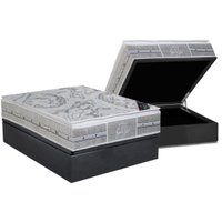 Cama Box Baú Casal: Colchão Molas Pocket Ensacadas Castor Super Luxo Látex SLX + Base CRC Suede Cinza(138x188)