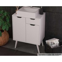 Gabinete de Banheiro c/ Pés BN3637 s/ Cuba 2 Portas e 1 Gaveta60cm Branco - Tecno Mobili