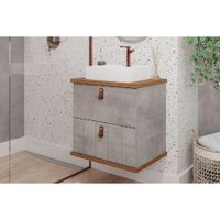 Gabinete de Banheiro Balcão Milano 1 Porta e 1 Gaveta c/Cuba 60cm Cimento/Freijo - MGM