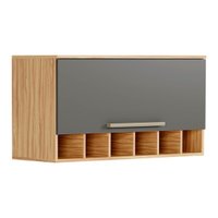 Armário Aéreo Cozinha Modulado Nápoli Prime Geladeira Adega c/ 1 Porta Basculante 80cm Amendoa/Grafite - Ronipa