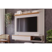 Painel Quarto p/ TV até 60 Pol Panama Plus Ripado c/ 1 Porta 162x157cm Off White/Nature - Permóbili