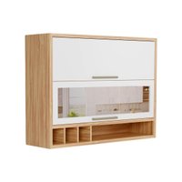 Armário Aéreo Cozinha Modulado Syrah Adega c/ 2 Portas (1 c/ Vidro Reflecta) 120cm Amendoa/Branco - Ronipa